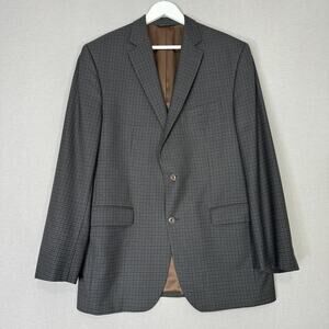 Jack Victor Vince SPJ Blazer Mens 44L Blue Gingham Check Wool Sport Coat Preppy
